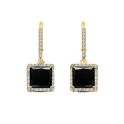 Princess Cut Diamond 14k Yellow Gold Over On 925 Sterling Sliver Drop  Dangle Leverback Wedding Earrings - Main Image