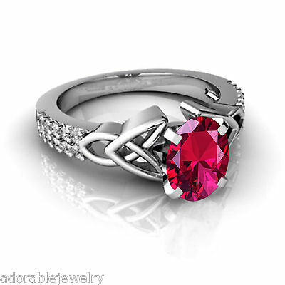 Oval Cut Pink Sapphire 14k White Gold Over Diamond Solitaire Engagement Ring - atjewels.in