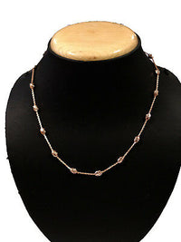 Solid 14k Rose Gold Over 925 Silver Rolo Chain 22" Station Necklace for Unisex - atjewels.in