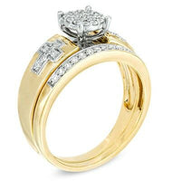 1 Ct Round Cut Diamond 14k Two Tone Gold Over Engagement & Band Bridal Ring Set - atjewels.in