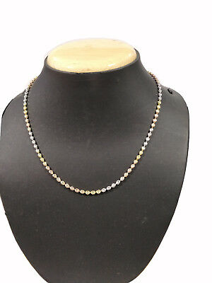 14k Tri-Tone Gold Over 925 Sterling Silver Oval Bar Link 16" Unisex Necklace - atjewels.in