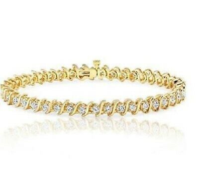 14k Yellow Gold Over 8 CT Round Cut VVSI Diamond Women's Wave Tennis 7" Bracelet - atjewels.in