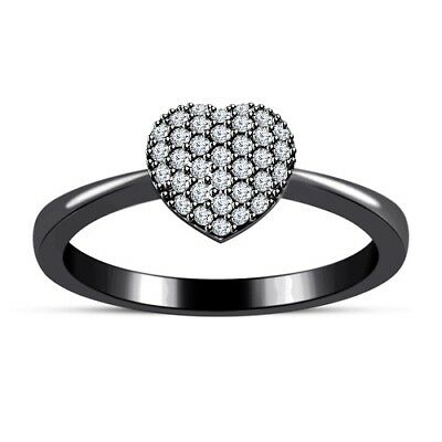 1/2 CT Round Cut Diamond Black Gold Finish Cluster Love Heart Women's Ring - atjewels.in