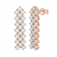 1 CT Round Cut Diamond 14k Rose Gold Over 3-Row Drop Wedding Womens Earrings - atjewels.in