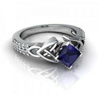 1CT Princess Cut Sapphire 14k White Gold Over Diamond Solitaire Engagement Ring - atjewels.in
