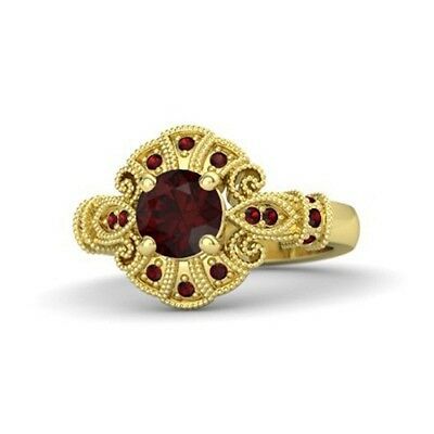 1 CT 14k Yellow Gold Over Red Garnet Disney Princess Engagement Wedding Ring - atjewels.in