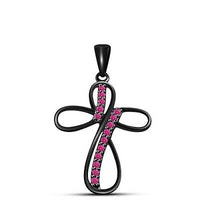 14k Black Gold Over 1/2 CT Round Cut Pink Sapphire New Religious Cross Pendant - atjewels.in