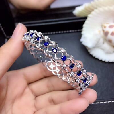 5CT Round Cut Blue Sapphire 14k White Gold Over Diamond Filigree Bangle Bracelet - atjewels.in