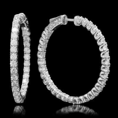 14k White Gold Over 2.5 CT Round Cut In-Out Side Diamond Wedding Hoop Earrings - atjewels.in