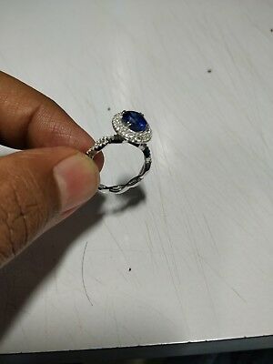 1/2 Ct Oval Cut 925 Sterling Silver Diamond Sapphire Solitaire Engagement Ring
