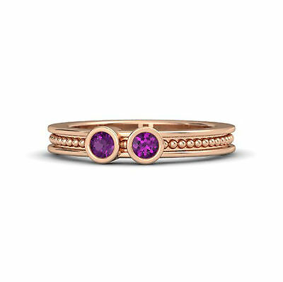 1/2 CT Round Cut Amethyst 14k Solid Rose Gold Over Wedding Women's Band Ring - atjewels.in