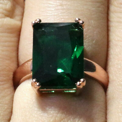 4CT Emerald Cut Green Emerald 925 Sterling Silver Solitaire Engagement Ring