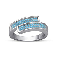 1 Ct Round Cut Aquamarine Stylish Wedding Bypass Band Ring 14k White Gold Over - atjewels.in
