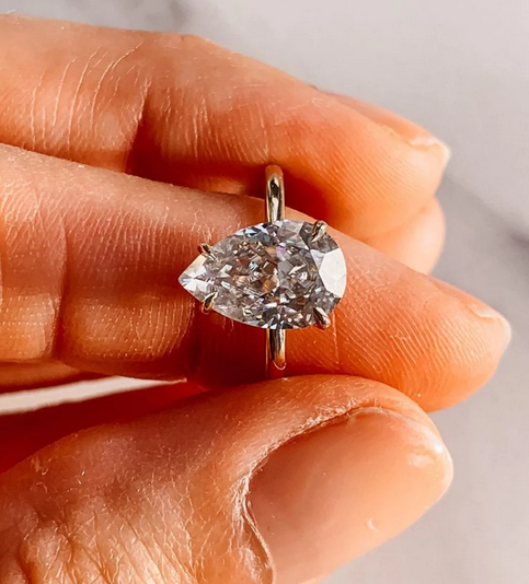3 CT Pear Cut Rose Gold Over On 925 Sterling Silver Solitaire Anniversary Ring
