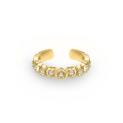 14k Yellow Gold Over Round Cut White Diamond Adjustable Women's Hearts Toe Ring - atjewels.in