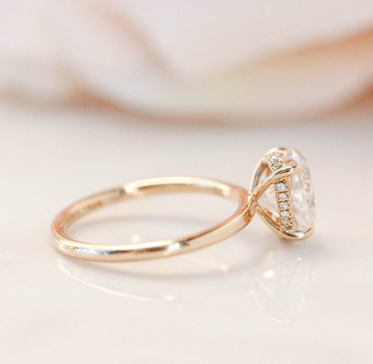 1 CT Oval Cut Diamond Rose Gold Over On 925 Sterling Silver Under Halo Engagement Ring