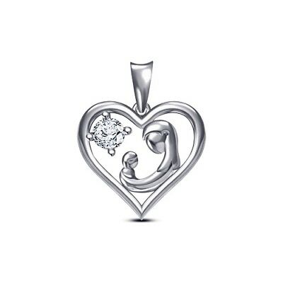 0.10CT Round Cut Diamond 14k White Gold Over MOM-CHILD Pendant Women's Jewelry - atjewels.in