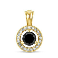 14k Solid Yellow Gold Finish 1 CT Round Cut Diamond Halo Women's Pendant - atjewels.in