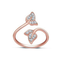 White Round Cut Diamond 14k Rose Gold Over Leaf Style Adjustable Midi Toe Ring - atjewels.in