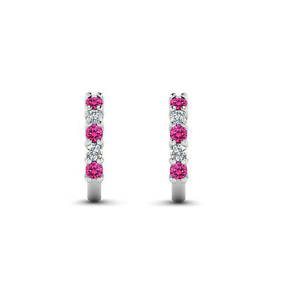 1 Ct Round Cut Sapphire 14k White Gold Over Diamond J-Stud Engagement Earrings - atjewels.in