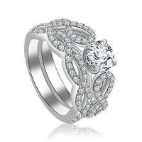 2 CT Round Cut Diamond 14k White Gold Over Soliatire Infinity Bridal Ring Set - atjewels.in