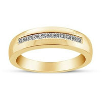 1 CT Bezel Set Princess Cut Diamond 14k Yellow Gold Over Wedding Band Men's Ring - atjewels.in