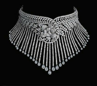 90 CT Diamond 14k White Gold Over Choker Drop Wedding Anniversary 16" Necklace - atjewels.in