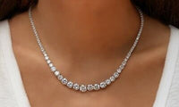 Elements of Love 50 CT Round Cut Diamond 14k White Gold Over 16" Tennis Necklace - atjewels.in