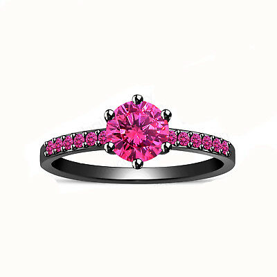 1/2 CT Round Cut Pink Sapphire Engagement Solitaire with Accents Engagement Ring - atjewels.in
