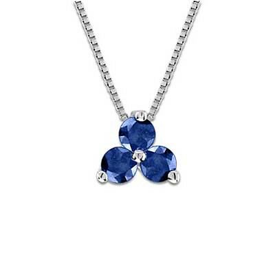925 Sterling Silver Round Cut Blue Sapphire Three Stone Pendant Jewelry CZ - atjewels.in