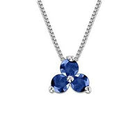 925 Sterling Silver Round Cut Blue Sapphire Three Stone Pendant Jewelry CZ - atjewels.in
