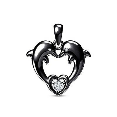 0.2 CT Round Cut Diamond Double Dolphin Heart Shape Solitaire Women's Pendant - atjewels.in