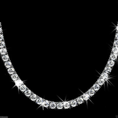 14k Solid White Gold Over 45 CT Round Cut D/VVS1 Diamond Tennis 16" Necklace - atjewels.in