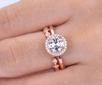 1 CT Round Cut White Diamond Rose Gold Over On 925 Sterling Silver Full Eternity Stacking Band Ring Set
