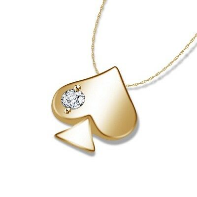 1/2Ct Round Cut 14k Yellow Gold FN Diamond Playing Card Poker Ace Spades Pendant - atjewels.in