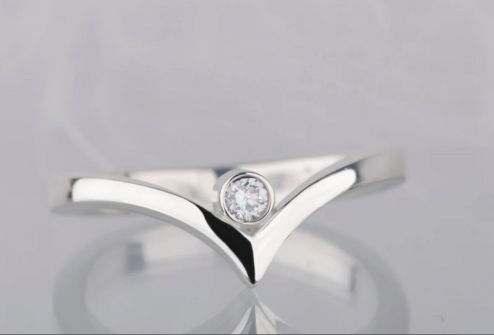 1.20 CT Round Cut White Gold Over On 925 Sterling Silver Curved Promise Ring