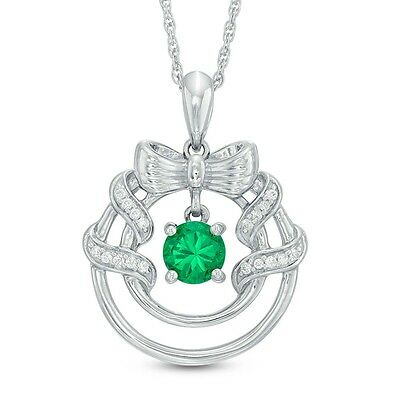 925 Sterling Silver Round Cut Green Emerlad Bow W/Round Pendant - atjewels.in