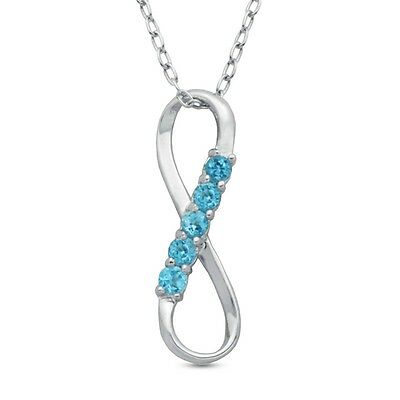 Sterling Silver 925 Round Cut Aquamarine Infinity Pendant Jewelry CZ - atjewels.in