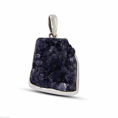 21.11 CT Natural Amethyst 14k White Gold Over Druzy Cluster Unisex Pendant - atjewels.in