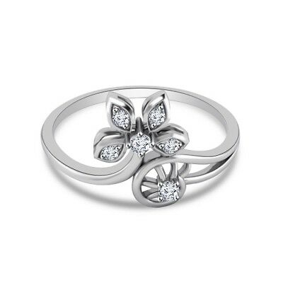 14k White Gold Over Round Cut Diamond Elegant Bypass Engagement Women's Ring - atjewels.in