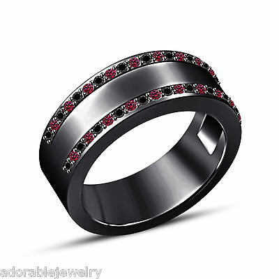 1/2 CT Round Cut Diamond & Pink Sapphire Wedding Men's Anniversary Band Ring - atjewels.in