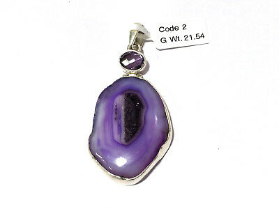 21.54 CT Druzy Natural Amethyst Gemstones 925 Silver Drop Pendant for Unisex - atjewels.in