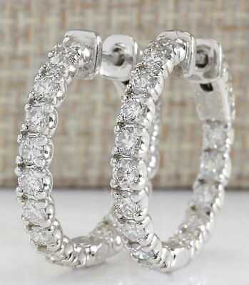 2.5 CT Brilliant Round Cut Diamond 14k White Gold Over Wedding Hoop Earrings - atjewels.in