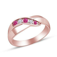 1 Ct Round Cut Pink Sapphire & Diamond Infinity Band Ring 14k Rose Gold Over - atjewels.in