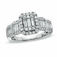 2CT Taper & Round Cut Diamond 14k White Gold Over Cluster Engagement Womens Ring - atjewels.in