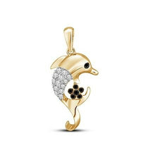 1 Ct Round Cut Diamond 14k Yellow Gold Over Dolphin Fish Engagement Pendant - atjewels.in