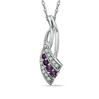 White Gold On 925 Sterling Silver Round Cut Amethyst & White CZ Cocktail Pendant - atjewels.in