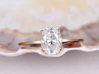 1.5 Ct Oval Cut 14k Rose Gold Over Solitaire Moissanite Promise Engagement Ring - atjewels.in
