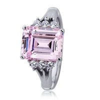 1/2 CT Emerald Cut Pink Sapphire 14k White Gold Finish Diamond Engagement Ring - atjewels.in