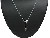 925 Sterling Silver Round Cut Diamond Lock & Key Charm Pendant 16" Necklace